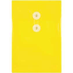 Jam Paper Plastic Envelopes 6.3x9.3 12/Pack Yellow Button String Open End