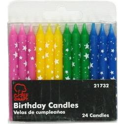 Chef Craft Classic Star Birthday Candles 24 Piece Set 2.5 Tall Assorted