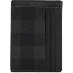 Burberry Chase Check Card Holder w/ Money Clip CHARCOAL