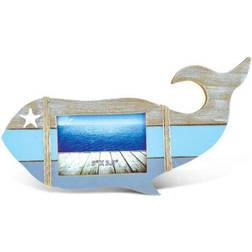 Puzzled Multicolored Wood Whale-shaped Nautical Photo Frame