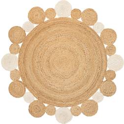 Jonathan Y RNF107A-5R Ayana Two-Tone Jute Hippy Circle Natural, White