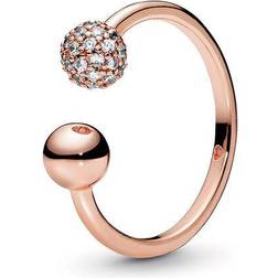 Pandora Polished & Pave Bead Open Ring 188316CZ-52