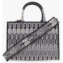 Furla Opportunity Tote S Toni Grigio Grey Jacquard Fabric Ethnic Arch Logo Woman