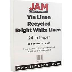 Jam Paper Strathmore 24lb 8.5 x 11 Bright White Linen 100 Sheets/Pack