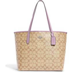 Coach Women's City Tote in Signature Canvas, Light Khaki/Ice Purple