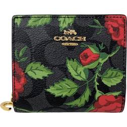 Coach snap wallet in signature canvas with fairytale rose print