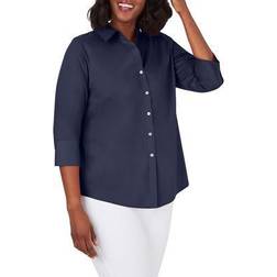 Foxcroft Mary Button-up Blouse - Navy