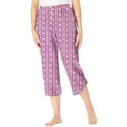 Woman Within Plus Lounge Capri in Oatmeal Multi Elephant Size 1X