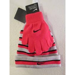 Nike Boy`s Futura Foldover Beanie And Gloves Piece Set Racer Pink9A2843-A4F/Grey, 8-20