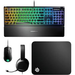 SteelSeries premier gaming bundle headset, keyboard, mouse pad mouse