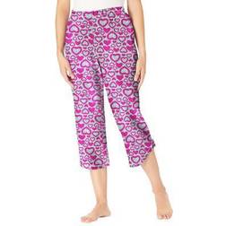 Woman Within Plus Lounge Capri in Raspberry Hearts Size 5X