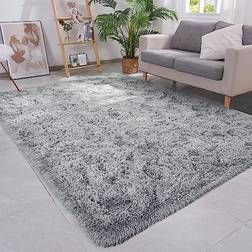 Vocrite Fluffy Multicolor, Gray, Brown, White, Black 48x72"