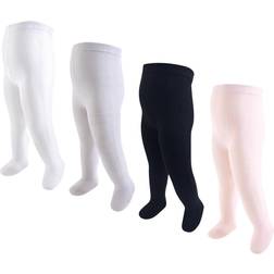 Hudson Baby's Cotton Rich Tights 4-pack - Light Pink/Black