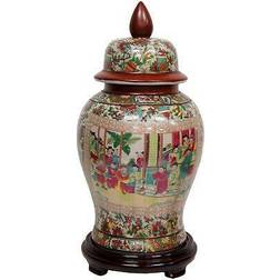 Oriental Furniture Porcelain 18-inch Medallion Temple Vase