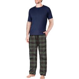 SleepHero Men's 2-Piece T Shirt & Plaid Pants Pajama Set neutral