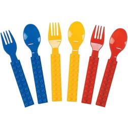 Fun Express Color brick party plastic fork & spoon set, party supplies, 16 pieces