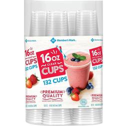 Member's Mark Clear Plastic Cups 16 Ounce,132 Count