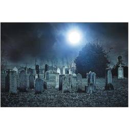 Fun Express Haunted cemetery backdrop, party decor, 3 pieces