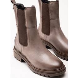 Tamaris Greige höga chelsea boots skinn