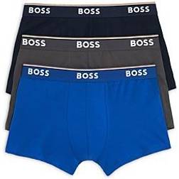 Hugo Boss Power Cotton Blend Trunks, Pack of Blue/Navy Blue/Gray