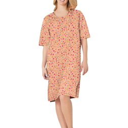 Dreams & Co Women's Short-Sleeve Sleepshirt Plus Size - Honey Peach Floral