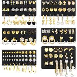 17KM Stud Earrings Set (68 pairs) - Gold