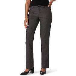 Lee Women's Wrinkle Free Relaxed Fit Straight Leg Pant - Black/Gray Houndstooth