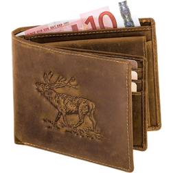 Akah Wallet Landscape Format with Deer Embossing - Brown