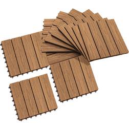 OutSunny 12"x 12" wood-plastic composite 11pcs quick interlocking flooring & patio deck