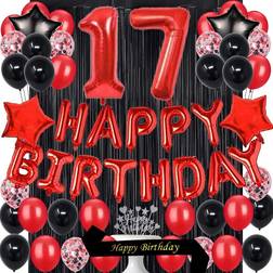 Fancypartyshop 17th birthday party decorations supplies red black later ballo