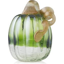 GlitzHome 5.52 Hand Blown Green Crackle Pumpkin Figurine