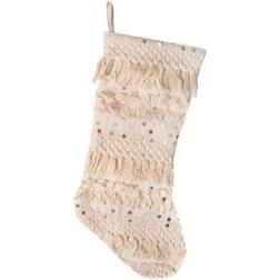 National Tree Company Holiday Beige Fringe Stocking