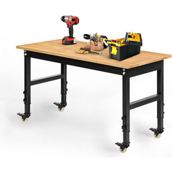 Betterhood 48" Heavy-Duty Adjustable Workbench for Garage, Rubber Wood Shop Table,Hardwood Workstation Weight Capacity Over 1500 Lbs