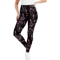 June+Vie Women's Classic Ankle Legging - Black Pink Abstract