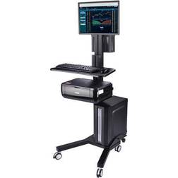 Yescom Desktop PC Rolling Mobile cart Sit/stand up Workstation w/ Monitor Holder & Printer Deck