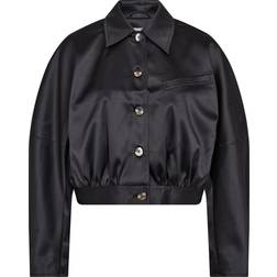 Ganni Satin bomber jacket black