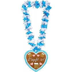 Folat Oktoberfest Hawaiikette Lebkuchenherz blau-weiss-braun