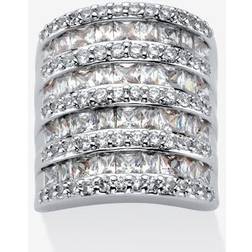 Palmbeach jewelry 6.26 tcw baguette-cut and round cz silvertone cocktail ring