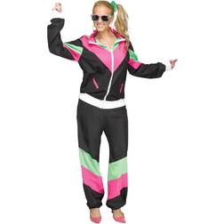 Fun World 80's Track Suit Woman's Costume Black/Pink/Green