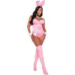 Roma Playboy Women's Pink Boudoir Bunny Costume Pink