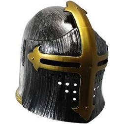 Child Medieval Templar Knight Helmet Costume Headwear Silver One