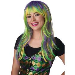 California Costumes Mardi Gras Girls Color Wig Green/Purple/Yellow