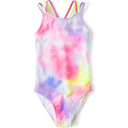 The Children's Place Girl's Tie Dye One Piece Swimsuit - Neon Peony