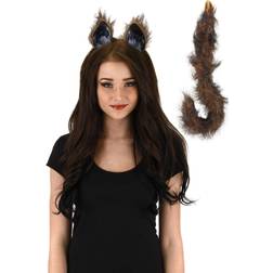 Elope Furry Brown Cat Tail and Ears Beige