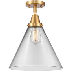 Innovations Lighting Cone Satin Gold / Clear Ceiling Flush Light 12"