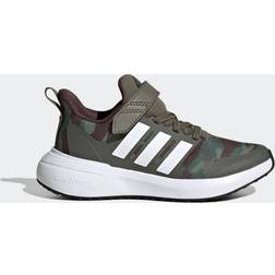 Adidas Kid's Fortarun 2.0 Cloudfoam Elastic Lace Top Strap - Olive Strata/Cloud White/Dark Brown