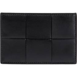 Bottega Veneta Intrecciato Nappa Leather Card Holder - Black-gold 01