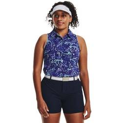 Under Armour Women's Iso-Chill Sleeveless Polo Sonar Blue Baja Blue Metallic Silver