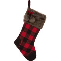 GlitzHome Black & Red Buffalo Plaid Christmas Stocking