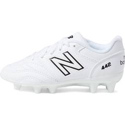 New Balance Boy's 442 V2 Academy FG Junior Soccer Shoe, White/Black, Little Kid